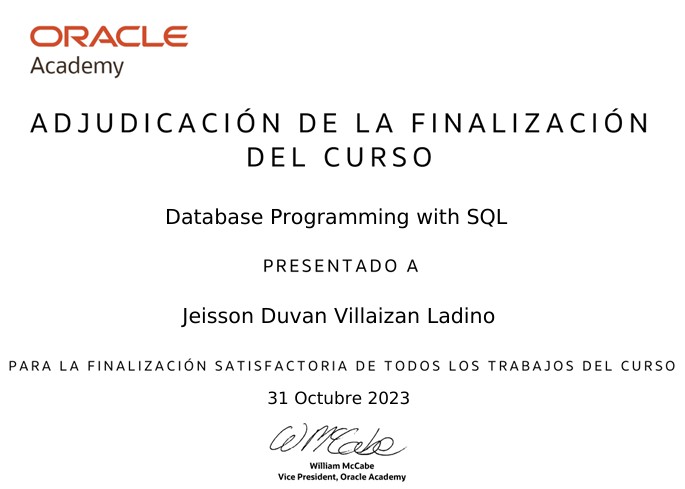 Database Programming with SQL